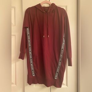 MICHAEL Michael Kors maroon logo tape hoodie dress, size S